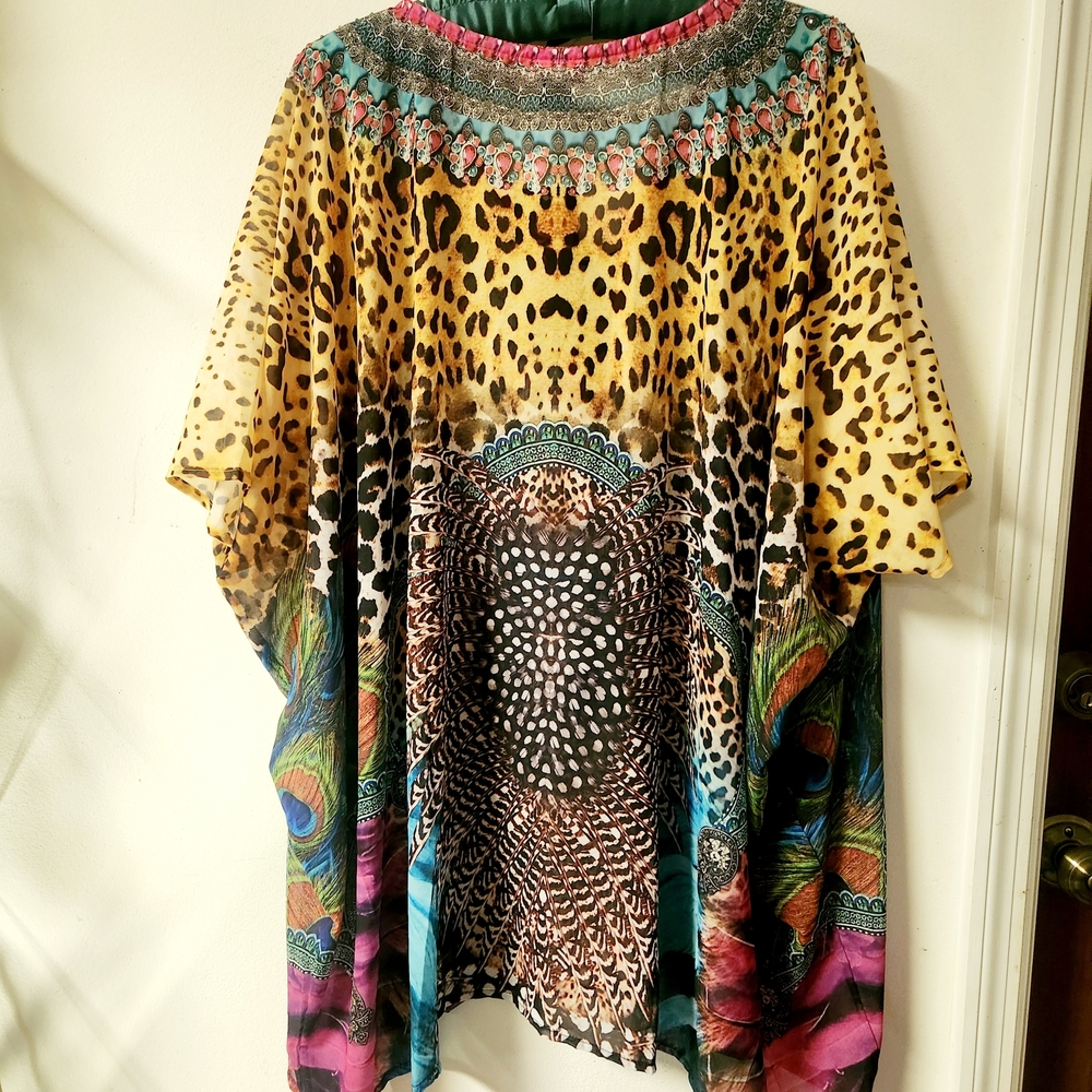 Ranee's of Miami Multicolor Bohemian Women Short Kaftan Cruise Wear - Picture 5 of 5